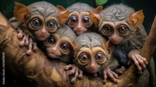 Group of Philippine tarsiers Carlito syrichta