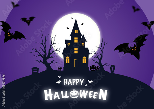 Halloween Promotion Poster or banner template.Halloween night, halloween elements. Website spooky or banner template.