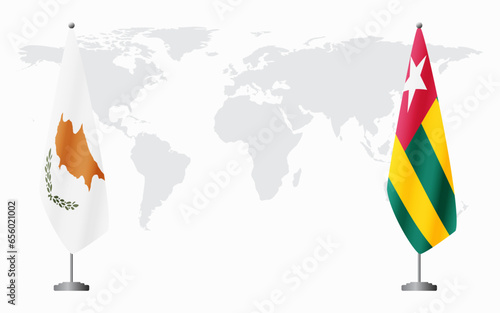 Republic of Cyprus and Togo flags for official meeting