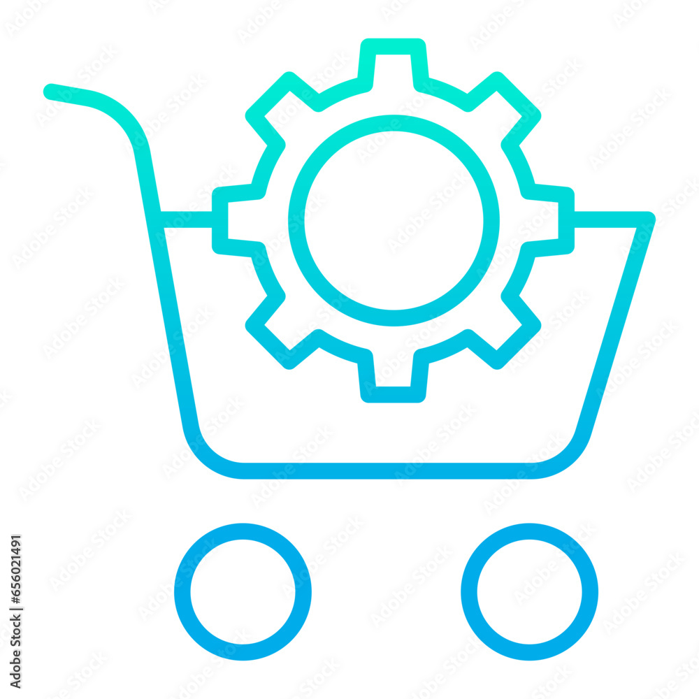 Outline gradient Cart Settings icon Outline gradient Cart Settings icon