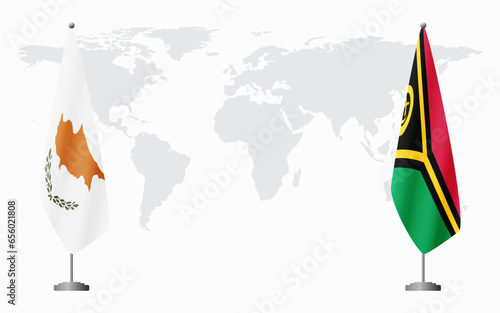 Republic of Cyprus and Vanuatu flags for official meeting