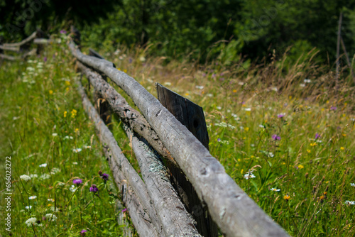 wooden fence in the mountains