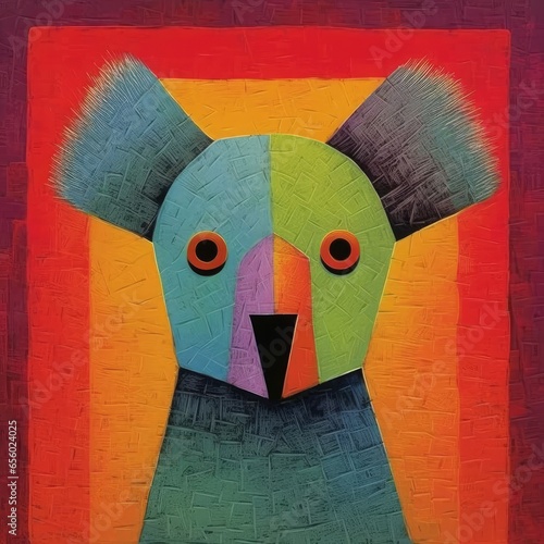 koala cubism art oil painting abstract geometric funny doodle illustration poster tatoo photo