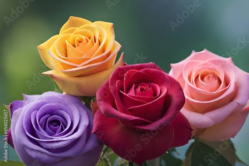 pink and yellow roses on blare background