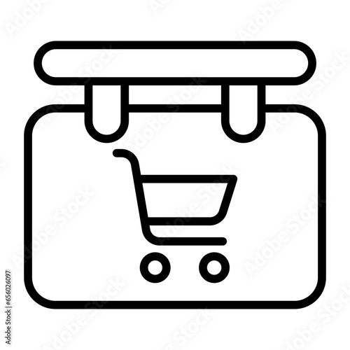 Outline Sign Board Cart icon