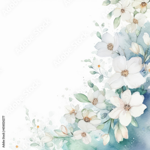 Watercolor pastel color flowers abstract background. Romantic botanical nature-inspired design.