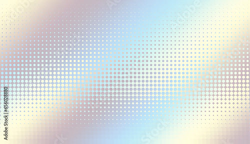 Abstract defocused horizontal background with pop art halftone dots. Halftonr diagonal gradient. Vector image.