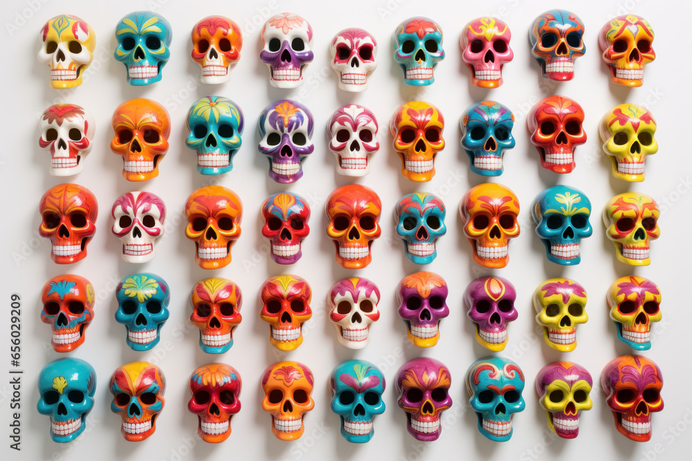 Colorful skull. Day of the dead festival concept. Ai generated. Colorful skull. Day of the dead festival concept. Ai generated.