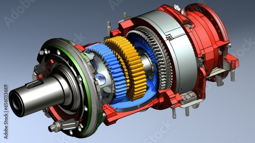 finite element analysis of 3d cad rendering to test strengths and weak points of mechanical assemblies and components. generative AI