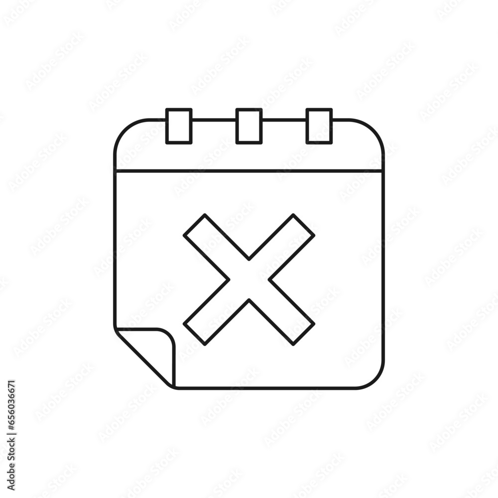 Fototapeta premium Canceled schedule icon line style isolated on white background. Vector illustration