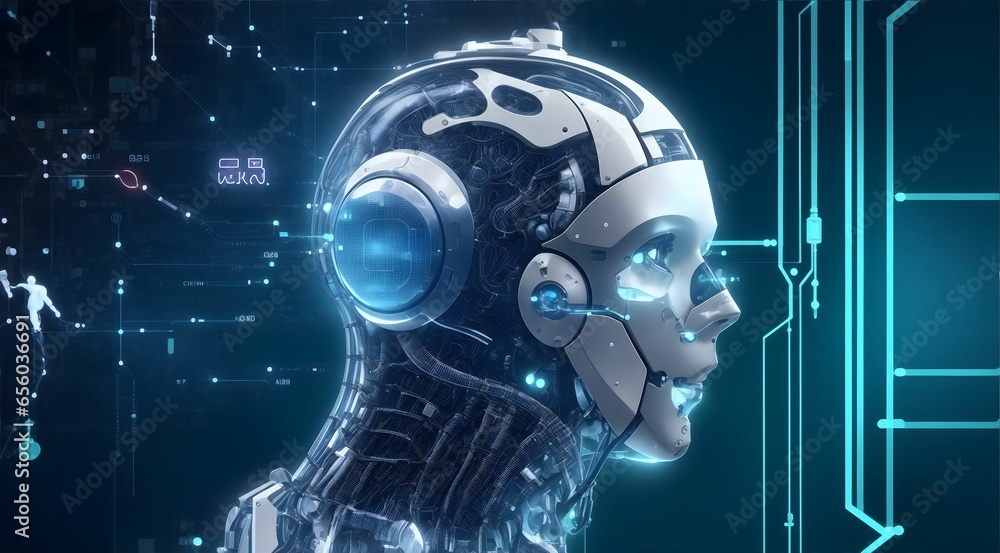 Robot AI, Machine Learning, Big Data Network Connection - Science, Technology, and Futuristic Innovation Background' Robot AI, Machine Learning, Big Data Network Connection - Science, Technology, and Futuristic Innovation Background'