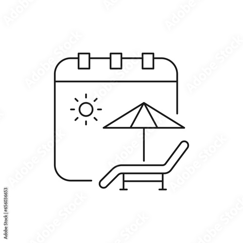 Holiday calendar icon line style isolated on white background. Vector illustration