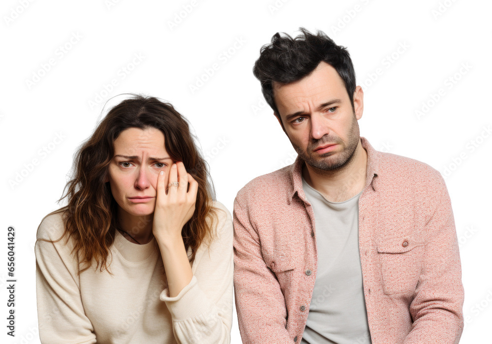 sad couple with family problems, png file of isolated cutout object on transparent background. sad couple with family problems, png file of isolated cutout object on transparent background.