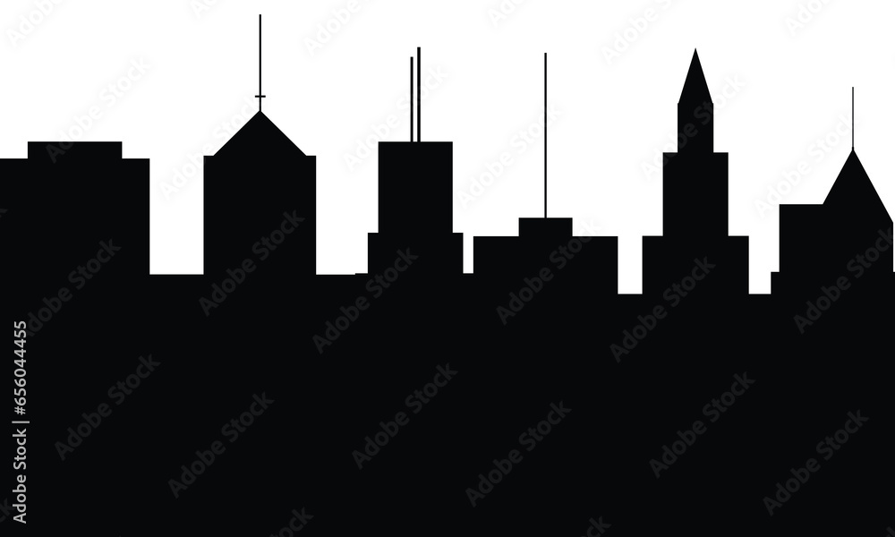 Skyscrapers silhouette. City silhouette. High building silhouette. Vector illustration.