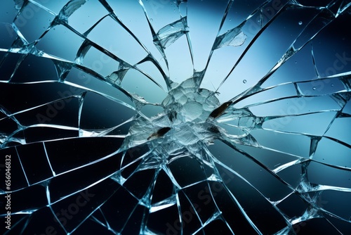 Close-up of a stone chip in a car windshield Crack in a pane of glass Generative Ai