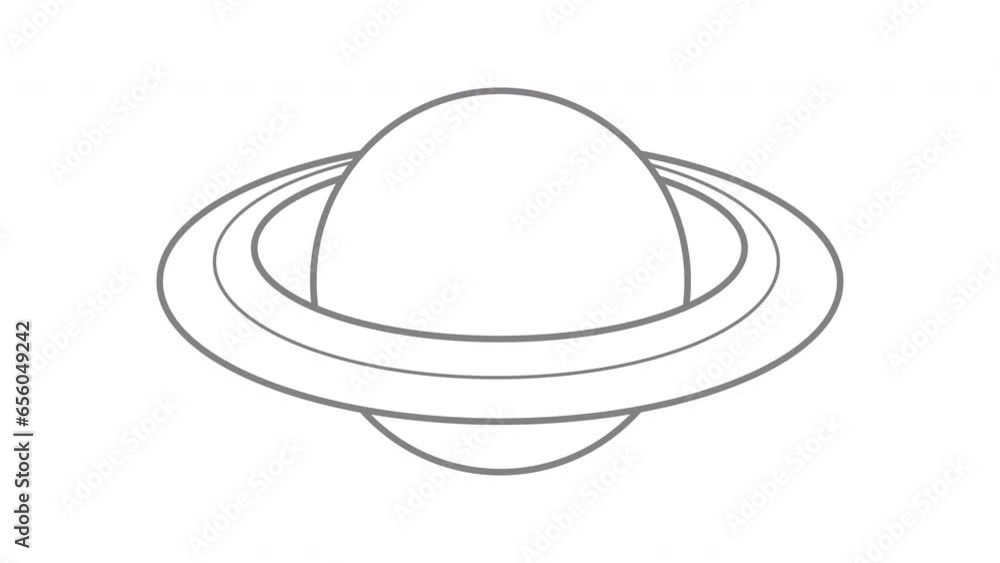 animated sketch video forming the planet Saturn