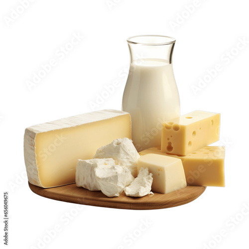 Array of Nutritious Dairy Goods Isolated on White 