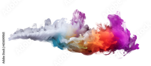 Flowing colorful smoke on transparent background. Generative AI