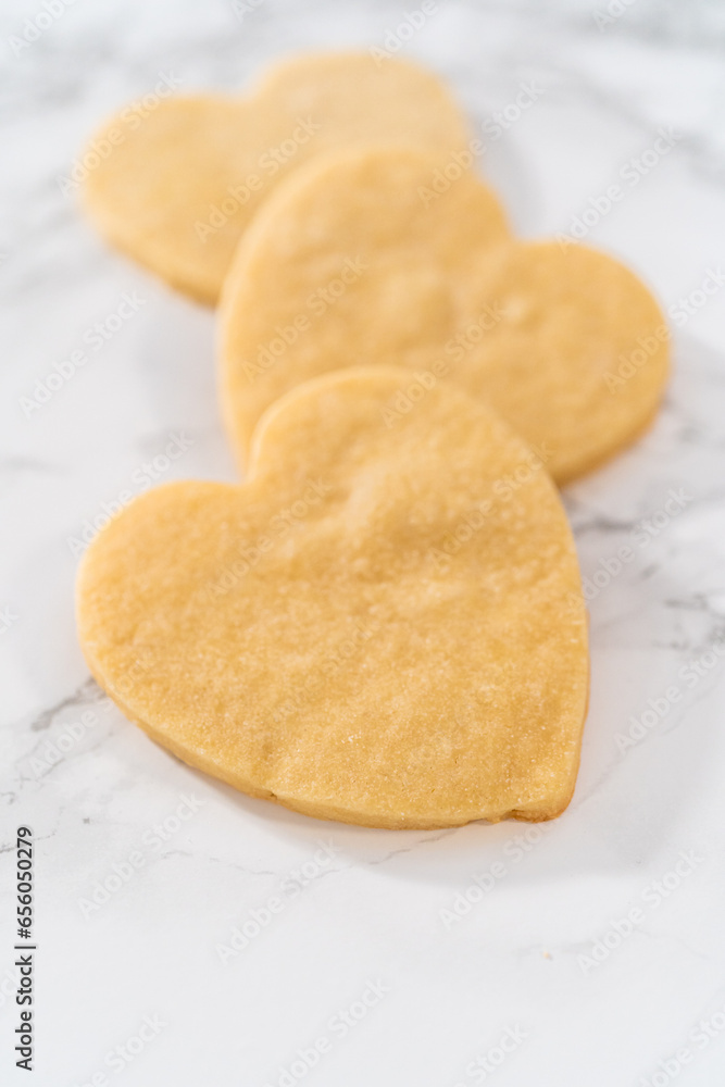 Heart-shaped sugar cookies with royal icing Heart-shaped sugar cookies with royal icing