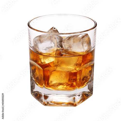Dark and Stormy Beverage in a Glass with Ice, Isolated on White Background
