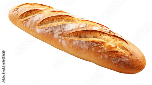 French loaf bread isolated on a transparent or white background 