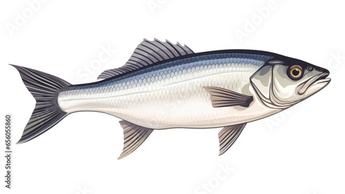 Fresh sea bass fish isolated on transparent or white background