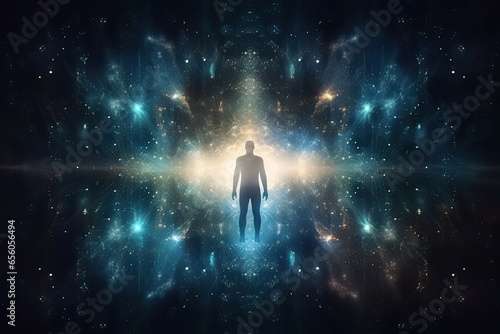 Silhouette of human astral human body concept image for near death experience  spirituality  and meditation - AI Generated
