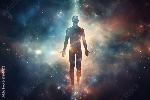Canvastavla Silhouette of human astral human body concept image for near death experience, s