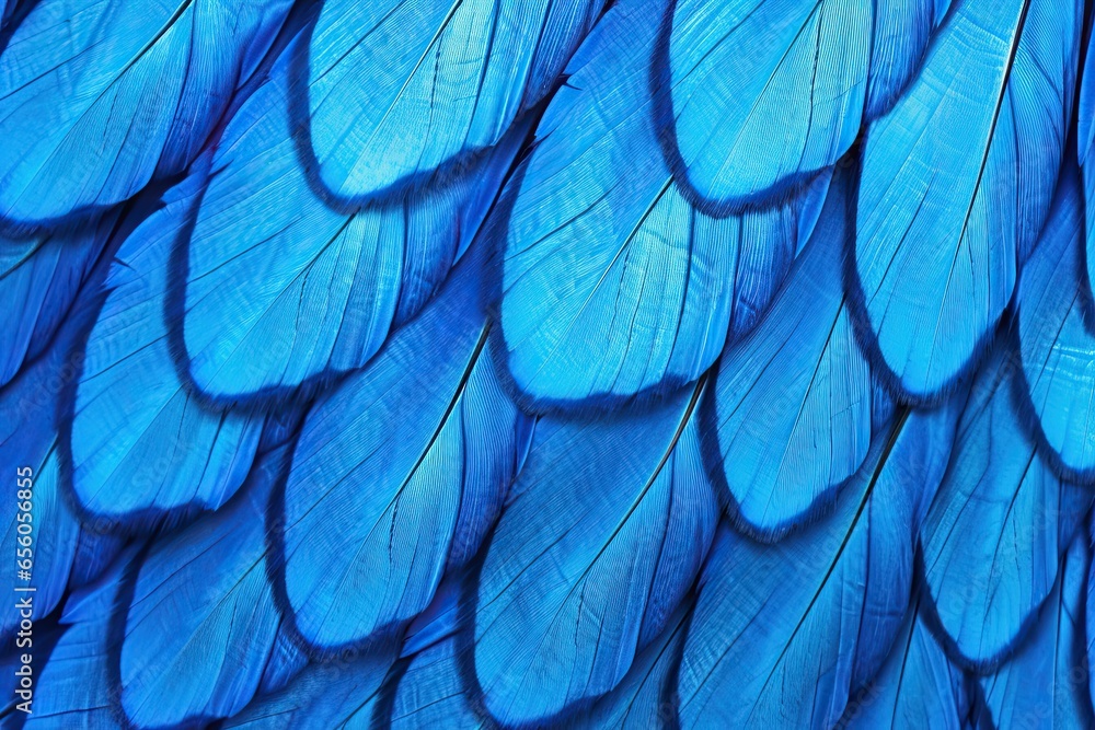 Obraz premium Blue Morpho Butterfly Wing: Intricate Veins Revealed in Abstract Macro Texture Background, generative AI