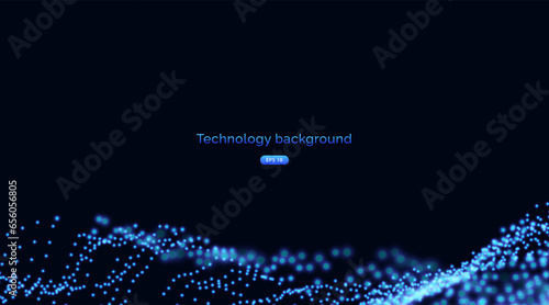 Futuristic background vector with swirling digital wave particles. Abstract nanotechnology flow science background concept.
