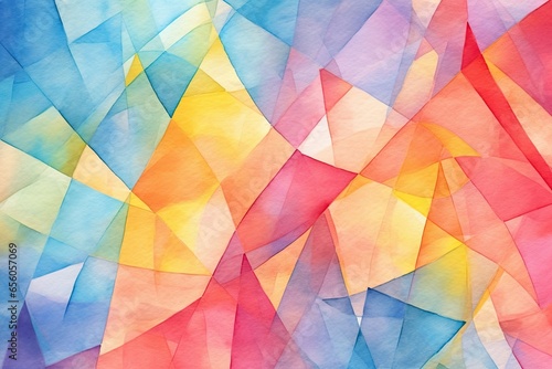 Vibrant and Playful: A Mosaic of Colorful Shapes in an Abstract Watercolor Style, generative AI