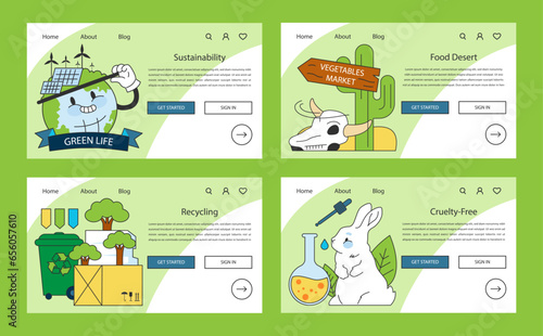 World vegan day web banner or landing page set. Go vegan.