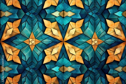 Geometric Abstraction  Visualizing an Intricate Tessellation Inspired by Islamic Art in a Digital Rendering with Bold Colors  generative AI