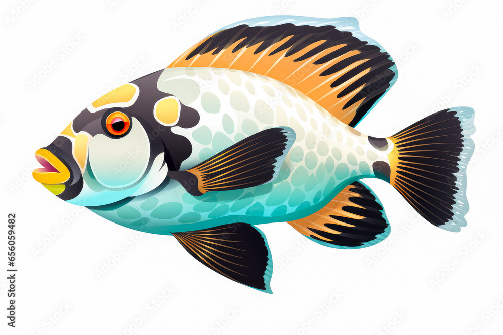Cichlid Fish on a White Background Cichlid Fish on a White Background