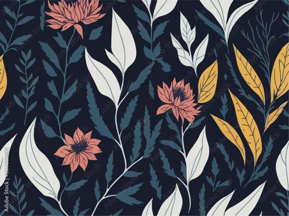 Fototapeta premium Flowers pattern design vector ai generated