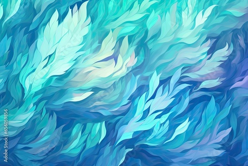 Teal Lagoon: Unveiling a Digital Abstract Artwork in Soothing Patterns, generative AI