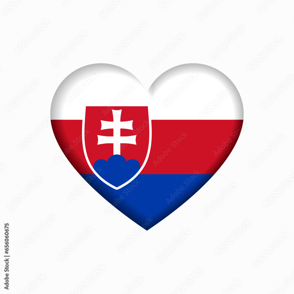 Slovakian flag heart-shaped sign. Vector illustration.