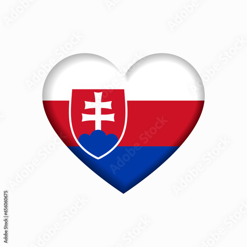 Slovakian flag heart-shaped sign. Vector illustration.