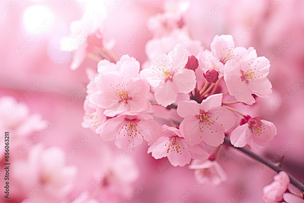 Dreamy and Romantic: Pink Abstract Background Evokes Cherry Blossom Fields in Soft-Focus Photography Style, generative AI Dreamy and Romantic: Pink Abstract Background Evokes Cherry Blossom Fields in Soft-Focus Photography Style, generative AI