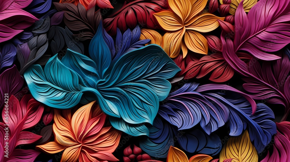 Artistic floral pattern, which can be used as a tiled multiplied image, also as a tiled or not tile wallpaper / background. Colorful illustration created by Generative AI Artistic floral pattern, which can be used as a tiled multiplied image, also as a tiled or not tile wallpaper / background. Colorful illustration created by Generative AI