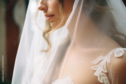 a gorgeous blonde bride in white luxury dress close up