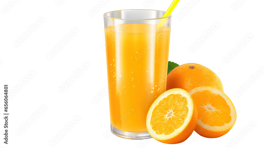 A glass of orange juice isolated on a white and transparent background A glass of orange juice isolated on a white and transparent background