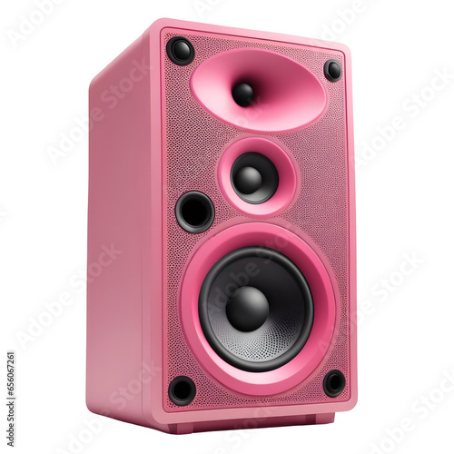 pink speaker box isolated on white background photo