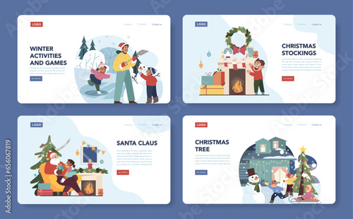 Christmas celebration set. Cheerful family members or friends getting © inspiring.team