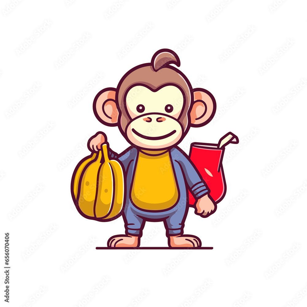 Monkey with banana bag cartoon , Illustration, Cartoon PNG Monkey with banana bag cartoon , Illustration, Cartoon PNG