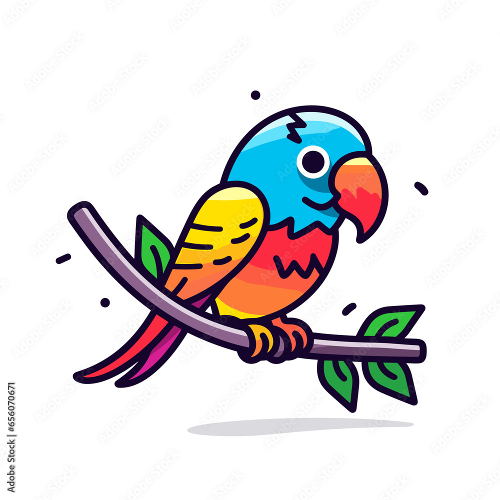 Parrot bird on the branch cartoon , Illustration, Cartoon PNG Parrot bird on the branch cartoon , Illustration, Cartoon PNG