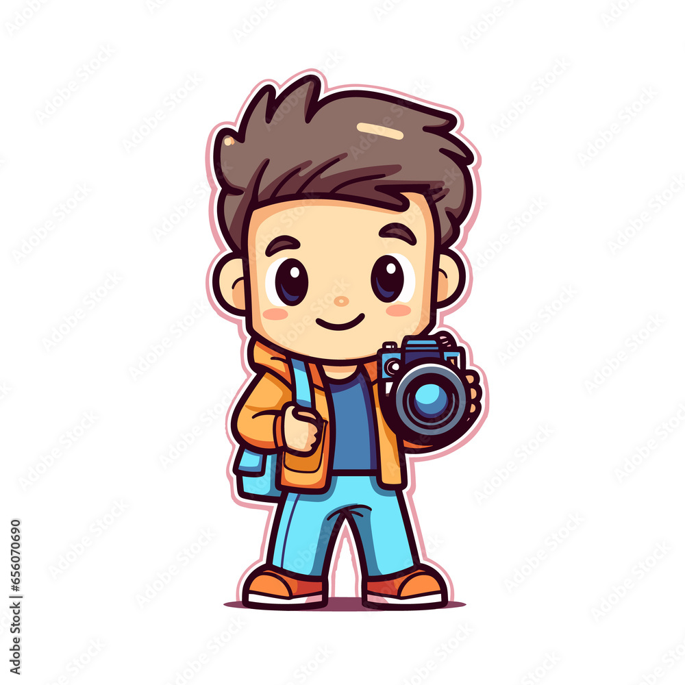 Photographer holding camera cartoon , Illustration, Cartoon PNG