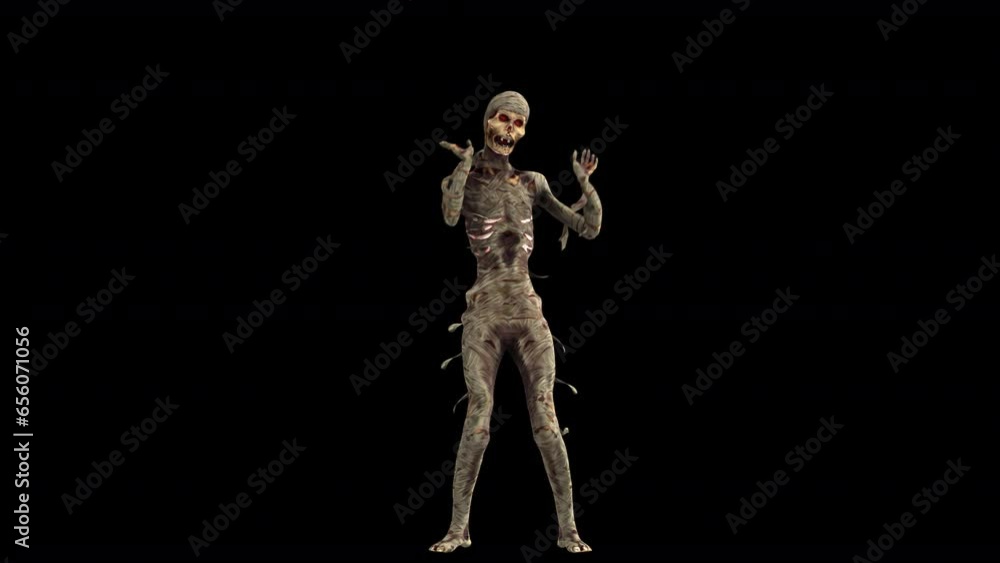 Seamless animation of a mummy dancing isolated with alpha channel. Funny cartoon character for Halloween background. Seamless animation of a mummy dancing isolated with alpha channel. Funny cartoon character for Halloween background.