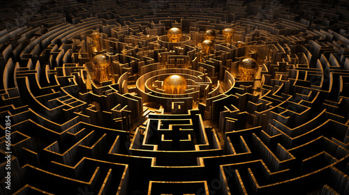 labirinto infinito dourado e preto 