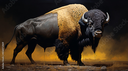 bufalo poderoso arte dourado com preto luxo  photo